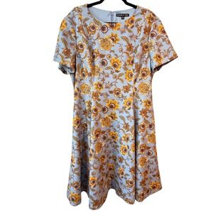 Blue Floral Paisley A-Line Dress Short Sleeve Size 16 Easter Summer
RN58909r